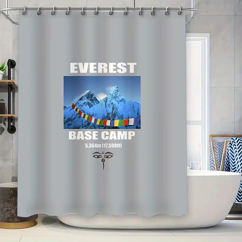 

Mountain Landscape Shower Curtain Everest Base Camp Hiking Backdrop Nature Travel Decor Waterproof Bathroom Curtains W60H190(CM)-1 Pcs