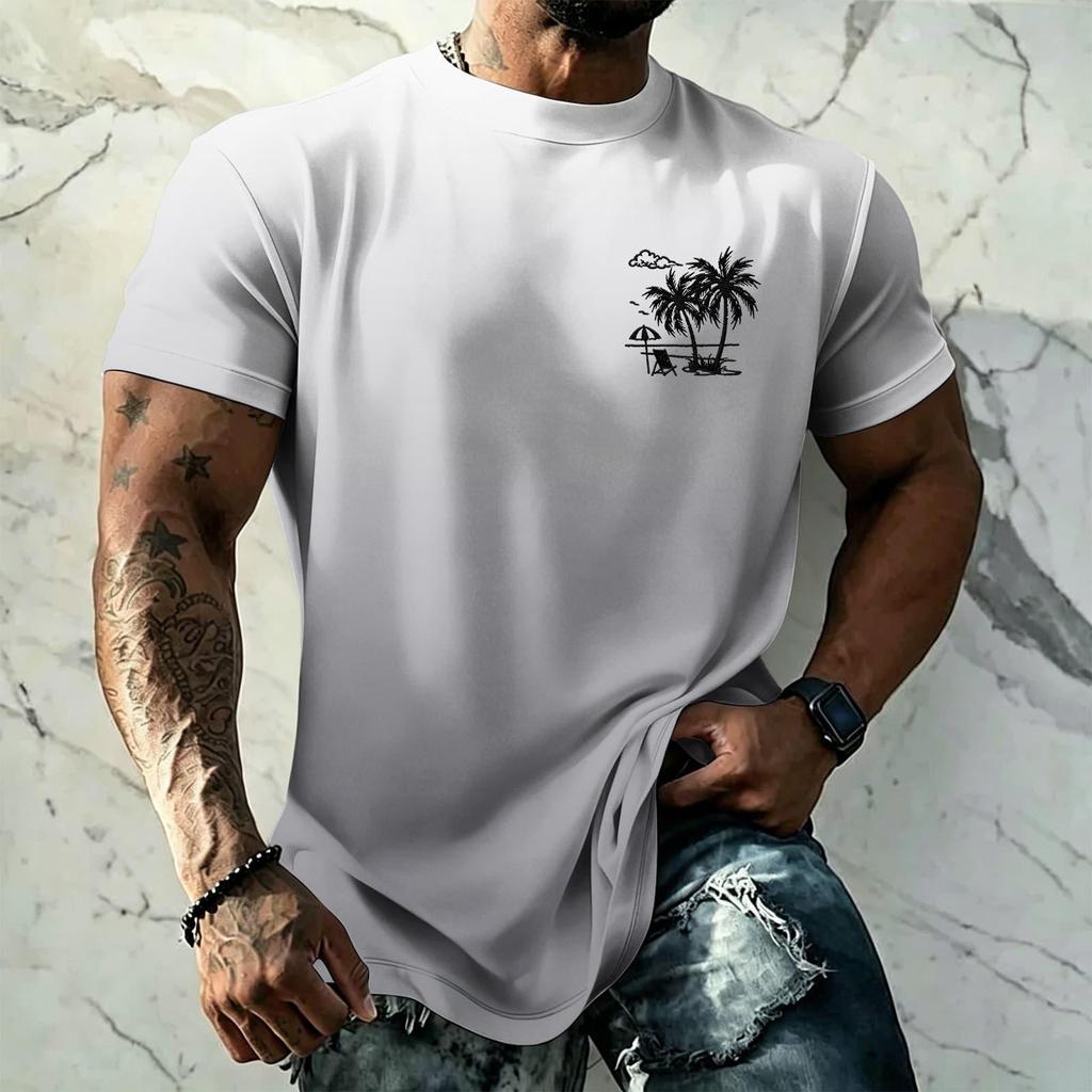 Men's Basic Hawaiian Style Short Sleeve T Shirt UPF50 Plus Sun Protection Breathable Loose Fit Summer Outdoor Casual Top