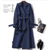 Trench Coat da Donna Primavera Autunno Coreano Lungo Elegante Doppiopetto Khaki Giacca a Vento Streetwear