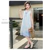 Women's clothing 2026 summer new layered hollow dress, mid size children's vacation style striped two-piece set, stylish
