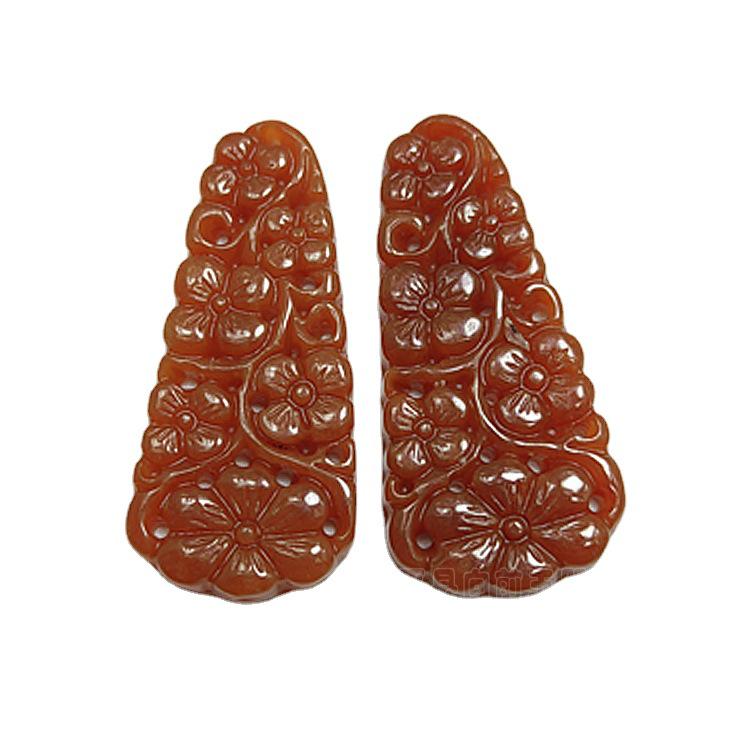 Red Jade Ruyi Pendant: Ba Shan Cui Happiness Character for DIY Jewelry and Earring Accessories. Model A: Happiness Symbol 20x32mm