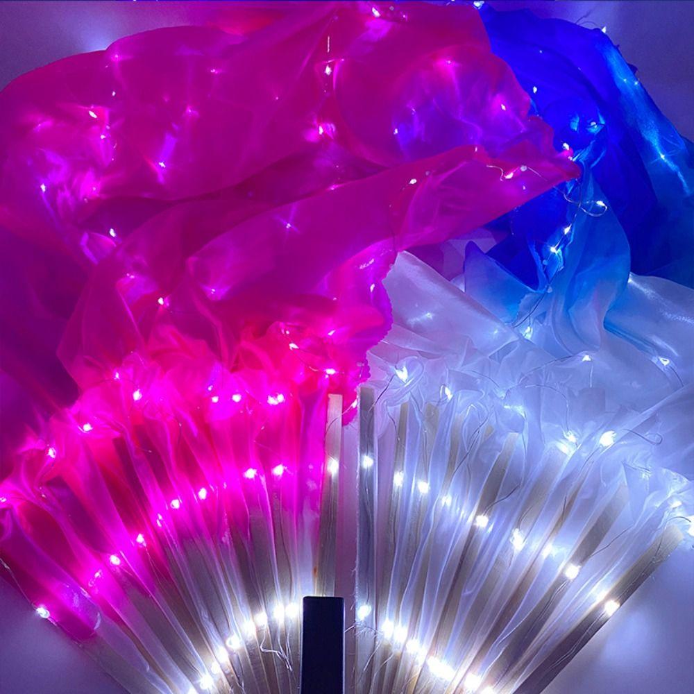 Long Imitation Rayon LED Classical Dance Fan 1.5m Dancer Practice Silk Fans  Dance Accessories