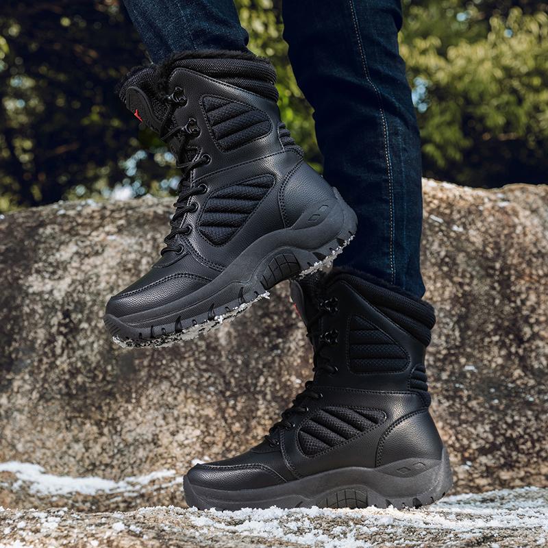 Stivali invernali unisex Stivali da combattimento retrò Stivali da esterno antiscivolo resistenti all'usura Stivali da neve alti antiscivolo impermeabili resistenti all'usura Stivali invernali