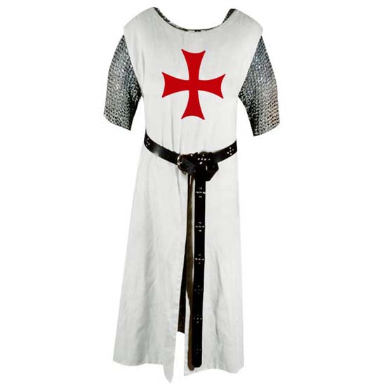 Mens Medieval Knight Crusader Templar Surcoat Halloween Costume with Hooded Cap Cloak Robe Cosplay Renaissance S-6XL