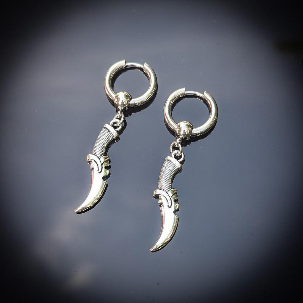 Gothic Silver Sword Dagger Earrings for Women - Dark, Stylish, and Creative Retro Ear Ornaments