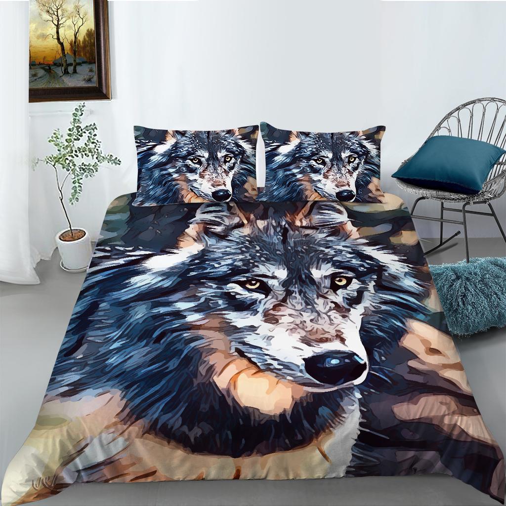 Wolf Series Bedding Two Or Three-Piece Digital Printing Polyester Fabric