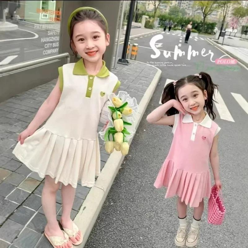 Children Dress Spring Summer Turn Down Collar Kids Clothes Fashion Toddler Baby Girls Clothing Summer Dress Girl Clothes