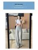 Women's Summer 2025 High-Waisted Gray Joggers - Thin, Loose, Ice Silk, Narrow-Leg Pants
