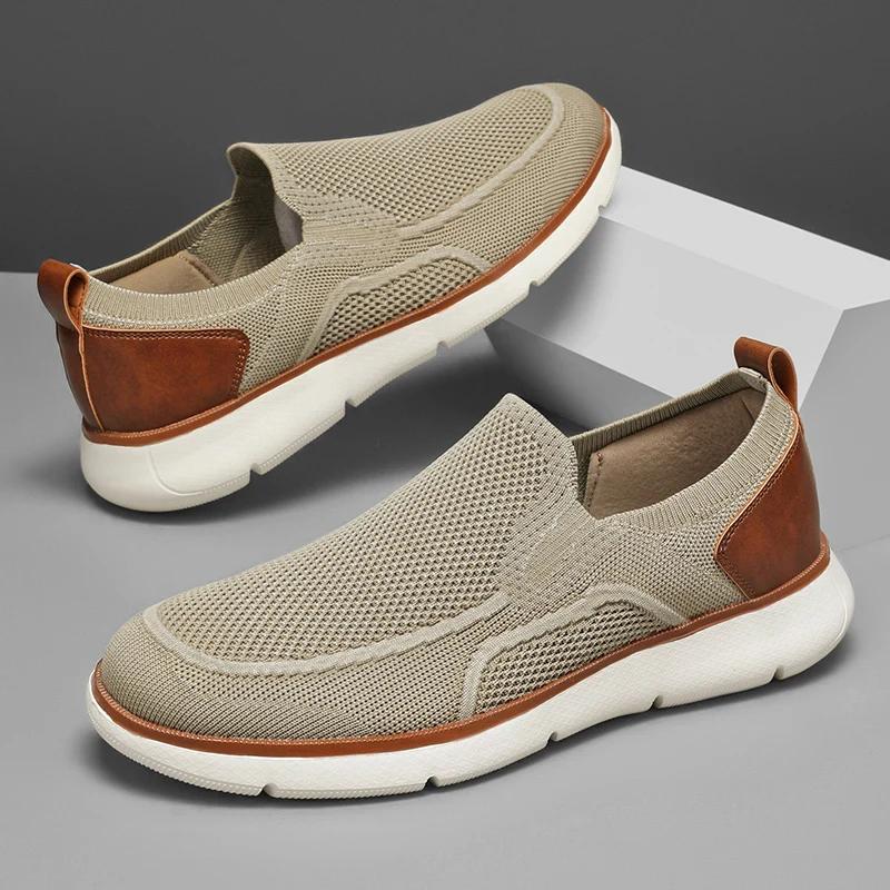 Men's Casual Dress Shoes Slip On Oxfords Business Walking Work Sneakers Fashion Mesh Lightweight Soft Sole Zapatillas Hombre