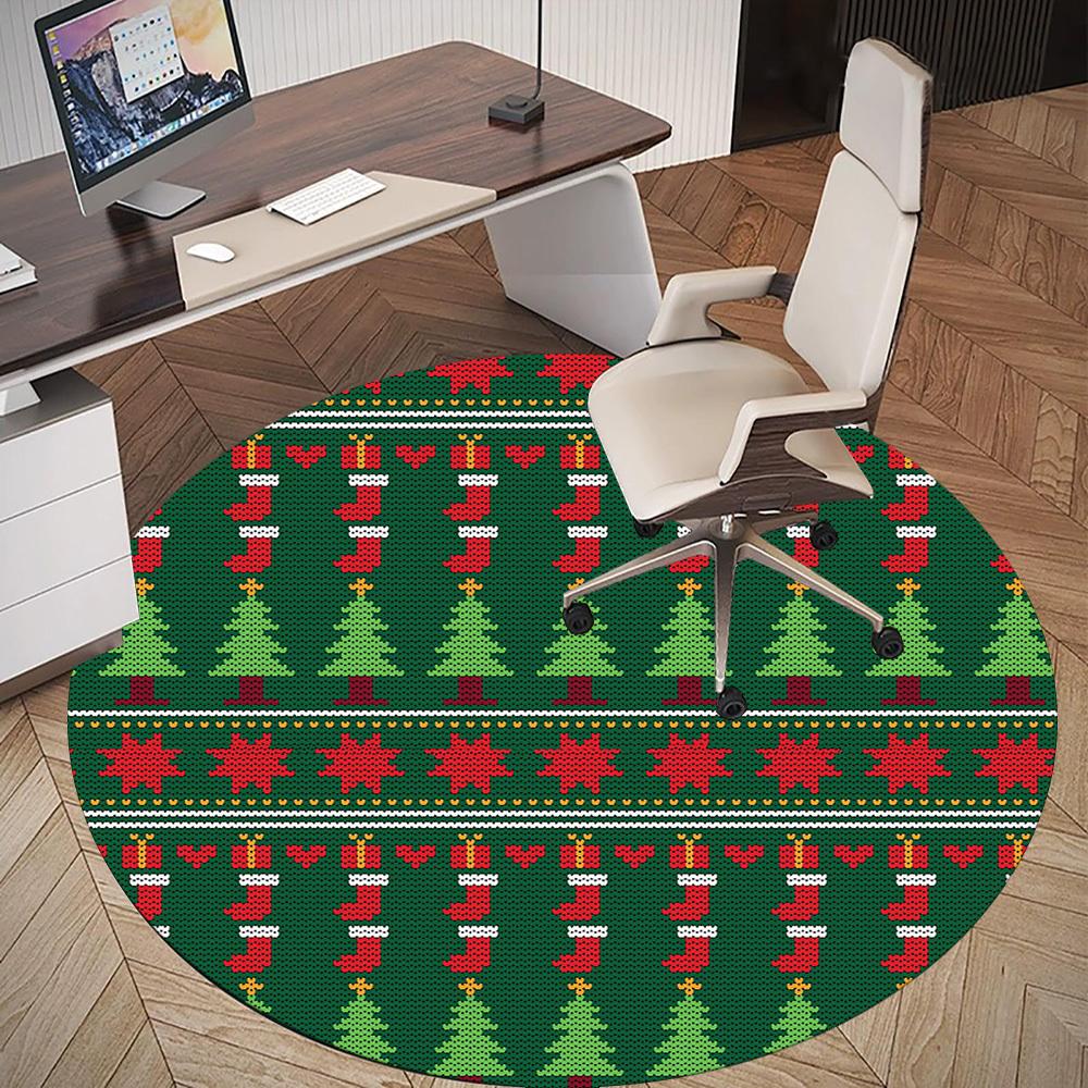 1pc Christmas tree Round Chair mat Area Rug - Non-Slip, Floor Mat for Office, Bedroom, and Indoor Decor -1002152