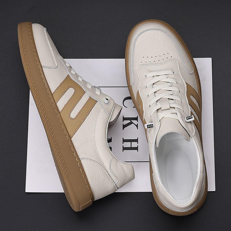 The first layer of cowhide new autumn leather breathable trendy shoes casual shoes sports men's shoes versatile board shoes