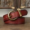 Women's Belt Vintage Crumpled Korean Style Fashion All-Matching Brass Buckle Genuine Leather Jeans Belt Women's
