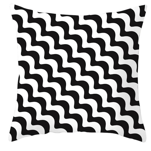 New Simple Black and White Plain Pillowcase Geometric Home Cushion Cover