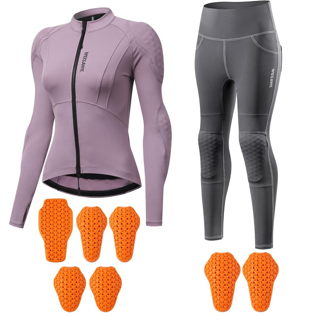 WOSAWE Women's CE-Certified Motocross Slim-Fit Stretch Riding Pants with Soft Pads - Motorcycle Riding Suit