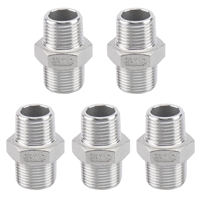 Feelers Reducing Hex Nipple, 304 Stainless Steel 1"x 3/4" NPT Male Pipe Fitting Reducer Nipple Adapter (Pack of 2)