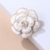 Vintage Camellia Pearl Brooch Women's Metal Scarf Clasp Corsage Lovely Large Pin Accessories Accessories Long-Lasting Color Exquisite Brooch BFF Gift