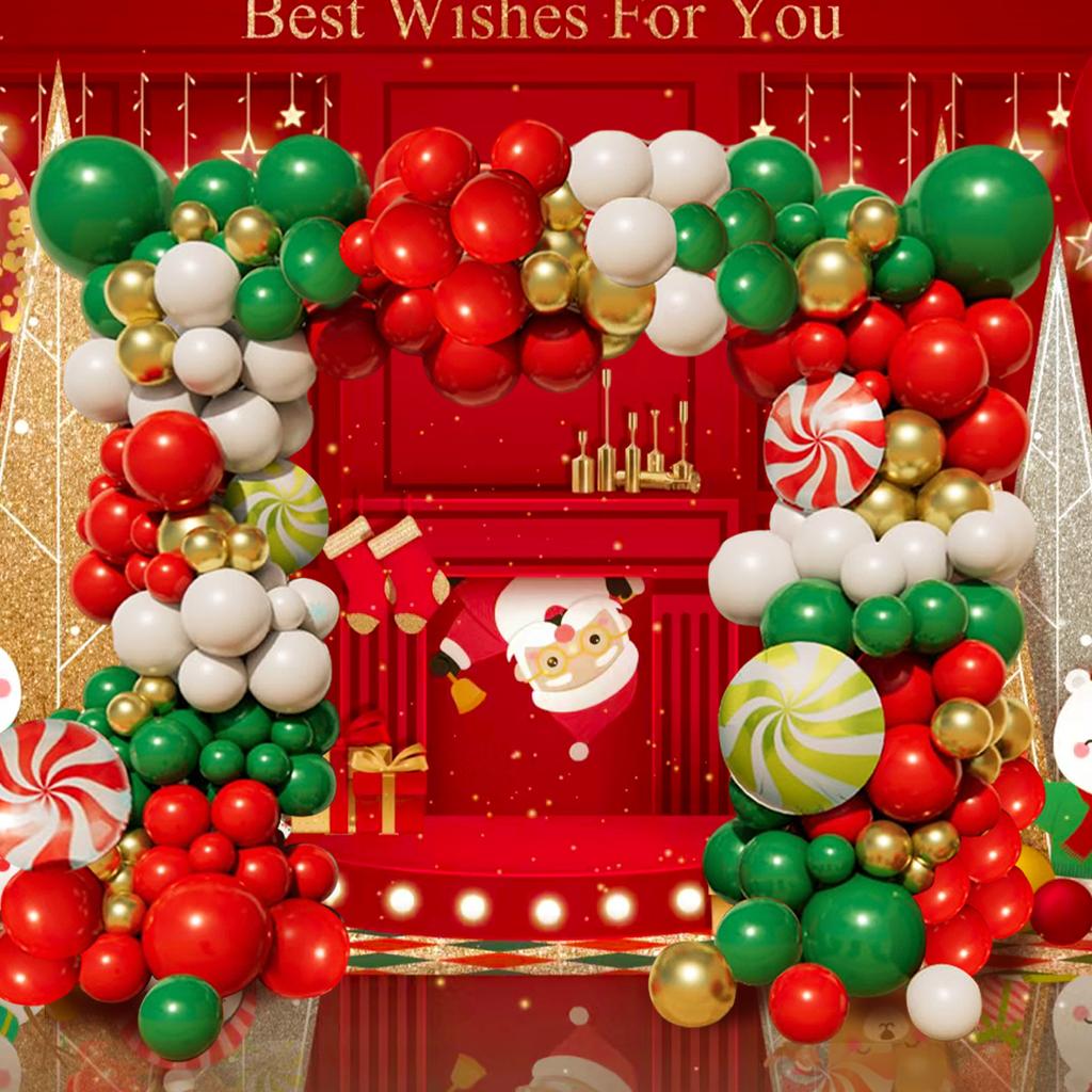 Julballongbåge Grönt guld Röd låda Godisballonger Garlandkon Explosion Stjärnfolieballonger Nyår Julfestdekor