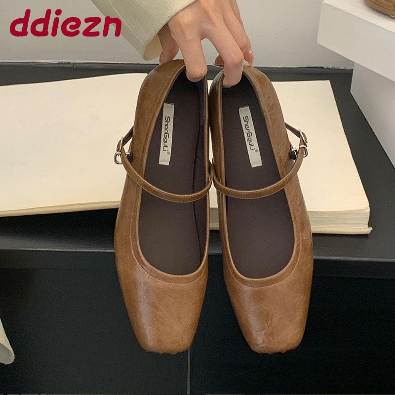 Fashion Fashion Buckle Strap Women Flats Mary Janes Shoes With Height Increasing Footwear Female Shallow Ladies Ballet Flats Shoes