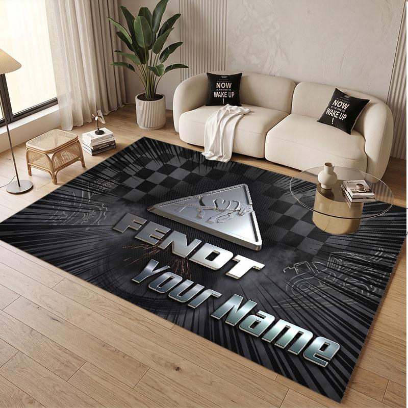 Custom Rug Fendt Pattern Print Name Text Soft Non‑Slip Floor Carpet for Home Indoor Decoration