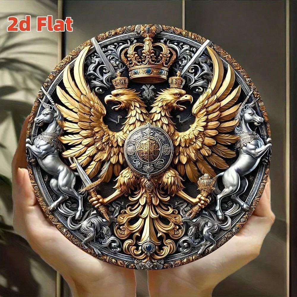 Metal Wall Sign Vintage Double Eagle Embossed Tin Poster 8x8 Inch for Bar Garage