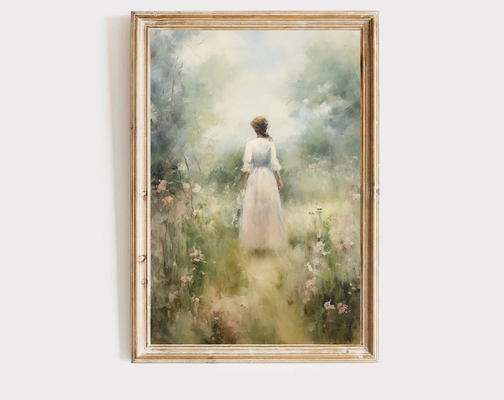 Pride and Prejudice Wall Art Print Canvas Oil Painting Elizabeth Bennet and Mr Darcy Cottagecore Posters Home Decor