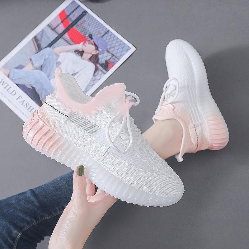 2025 spring new 350 coconut shoes female Internet celebrities fly weaving sports leisure running breathable student net shoes ins tide