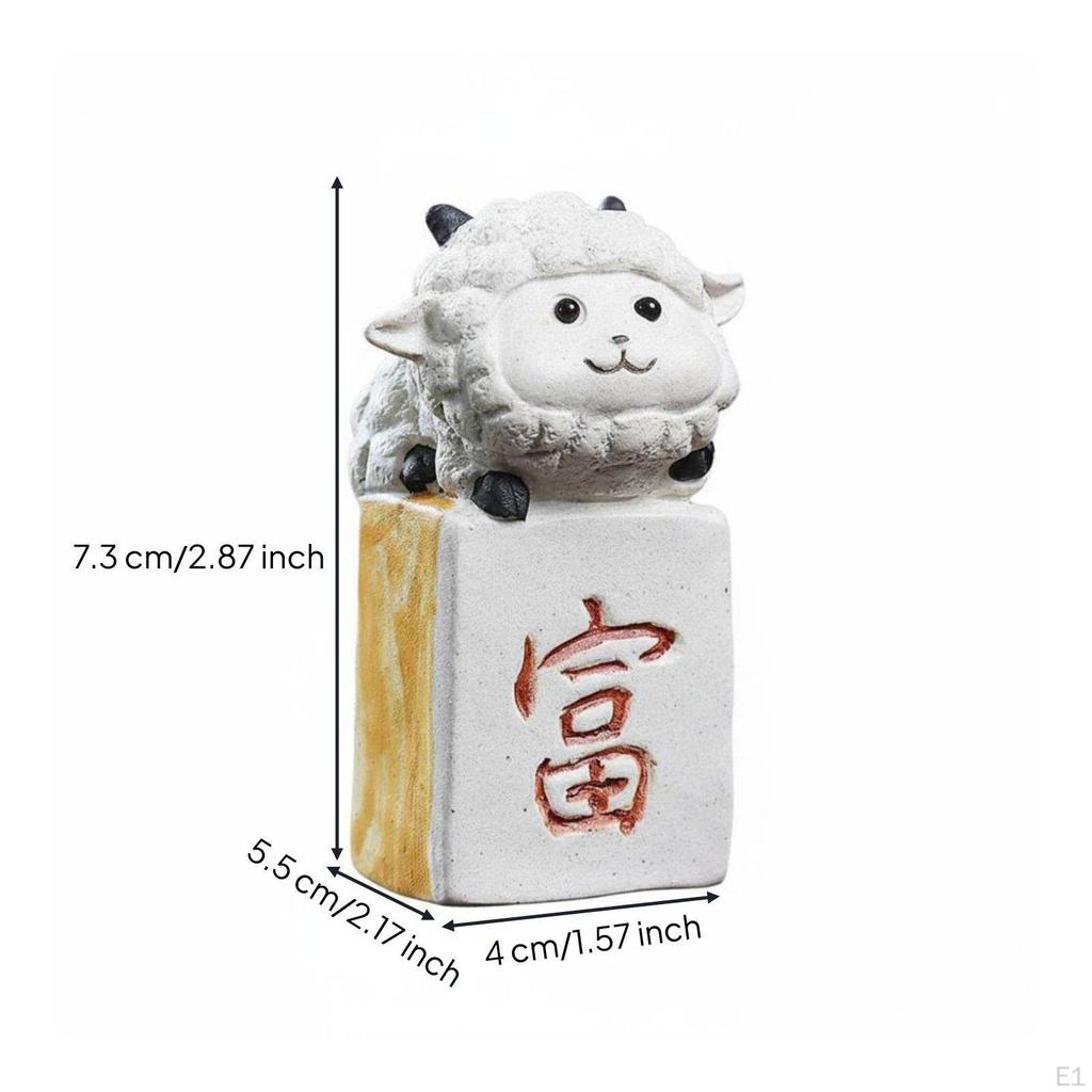 Clay Sheep Tea Fortune Bringer Luck Figurine Cute Pet Bao
