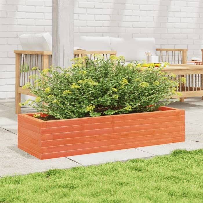 VidaXL Jardinière cire marron 110x40x23 cm bois de pin massif, jardinière d'extérieur, bac à fleurs, boîte à plantes, 847230