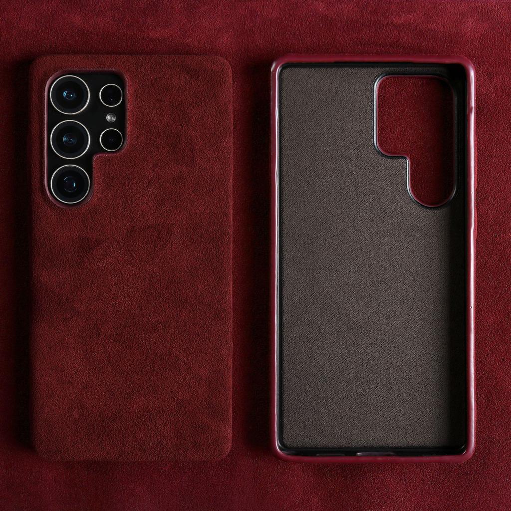 Magnetische Alcantara-Wildleder-Handyhülle für Samsung Galaxy S25 Ultra S24 Plus S23 S22 S21 FE Rundum-Abdeckung mit kabelloser Ladefunktion