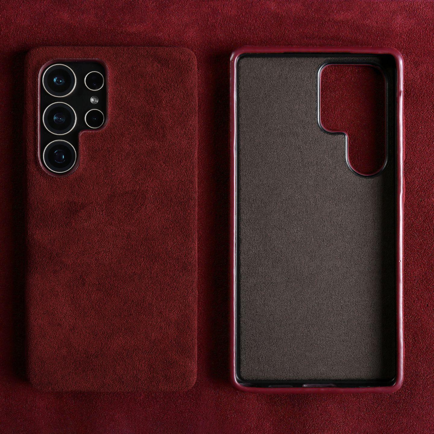 

Magnetic Alcantara Suede Phone Case for Samsung Galaxy S25 Ultra S24 Plus S23 S22 S21 FE All-inclusive Wireless Charging Cover Galaxy S25 Edge темно-красного