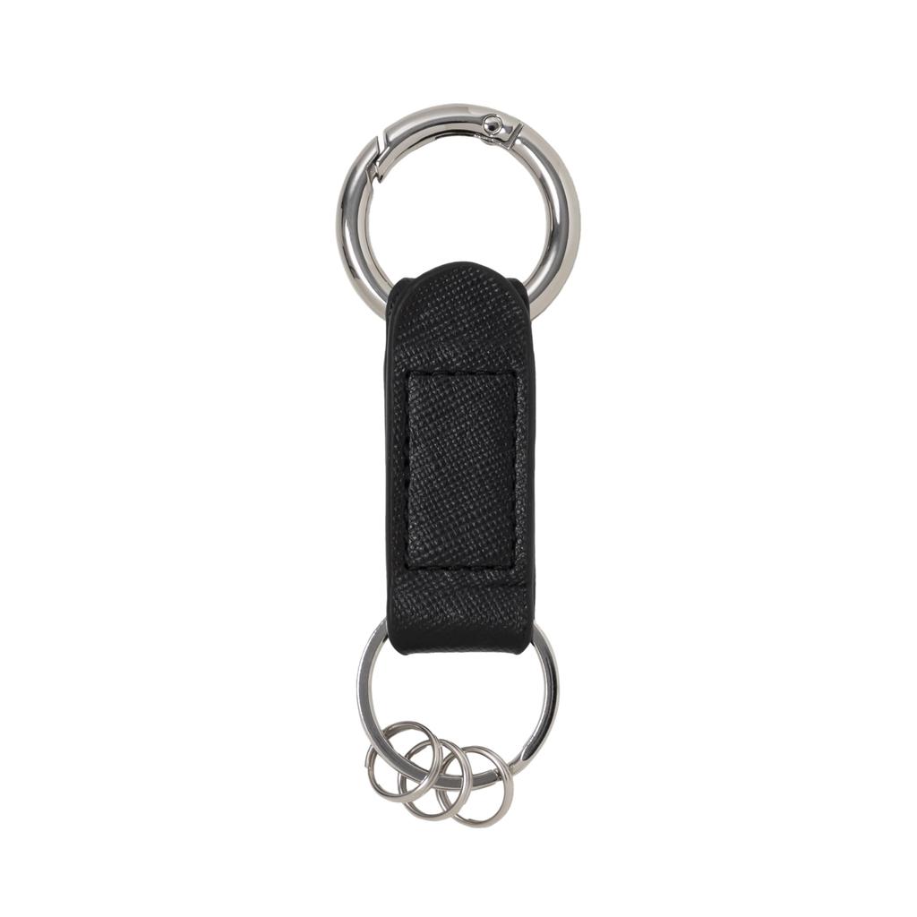 Asoboze Magnetic Genuine Key Key Simple Keychain, Leather, Clip, Case, Carabiner, Design, Approx. 30g, Black, bo-mk324-bl