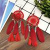 European and Korean temperament dream catcher element earrings female bohemian seaside vacation feathers fringed earrings versatile earrings