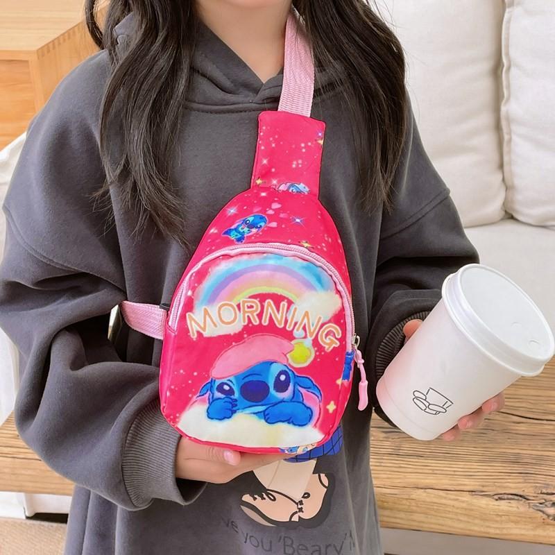 Charming Cartoon Print Backpack In Pink And Blue Lightweight Design For Kids On The Go