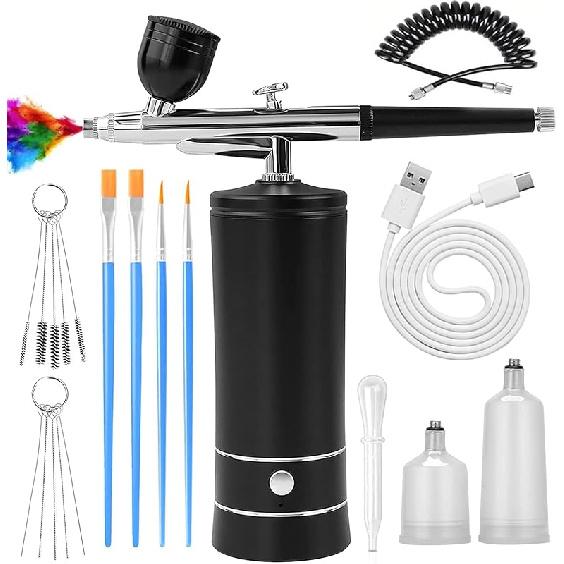 Aepto Airbrush for Nails Cordless Portable Airbrush Kit with Compressor 2 Levels 36 Psi High Pressure Rechargeable Air Brush Machine with 0.3mm
