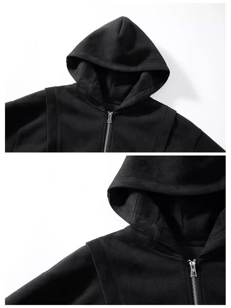 Unisex American-Style Heavy Fleece Hooded Jacket for Autumn/Winter