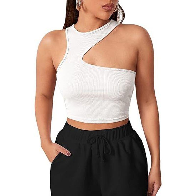 Solid Color round Neck Neck Sleeveless Top Pure Color round Neck Slim Fit Sleeveless Top Women
