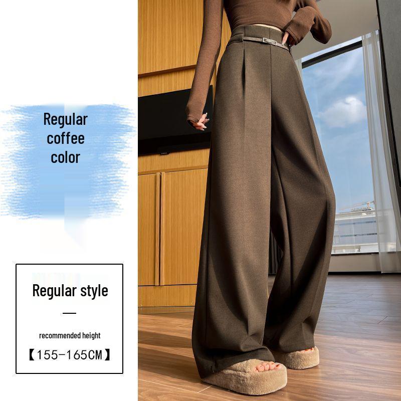 

2025 Autumn/Winter Women s Wide-Leg Wool Suit Pants - High-Waisted, Straight, Floor-Length, Casual. M [95-110 lbs]