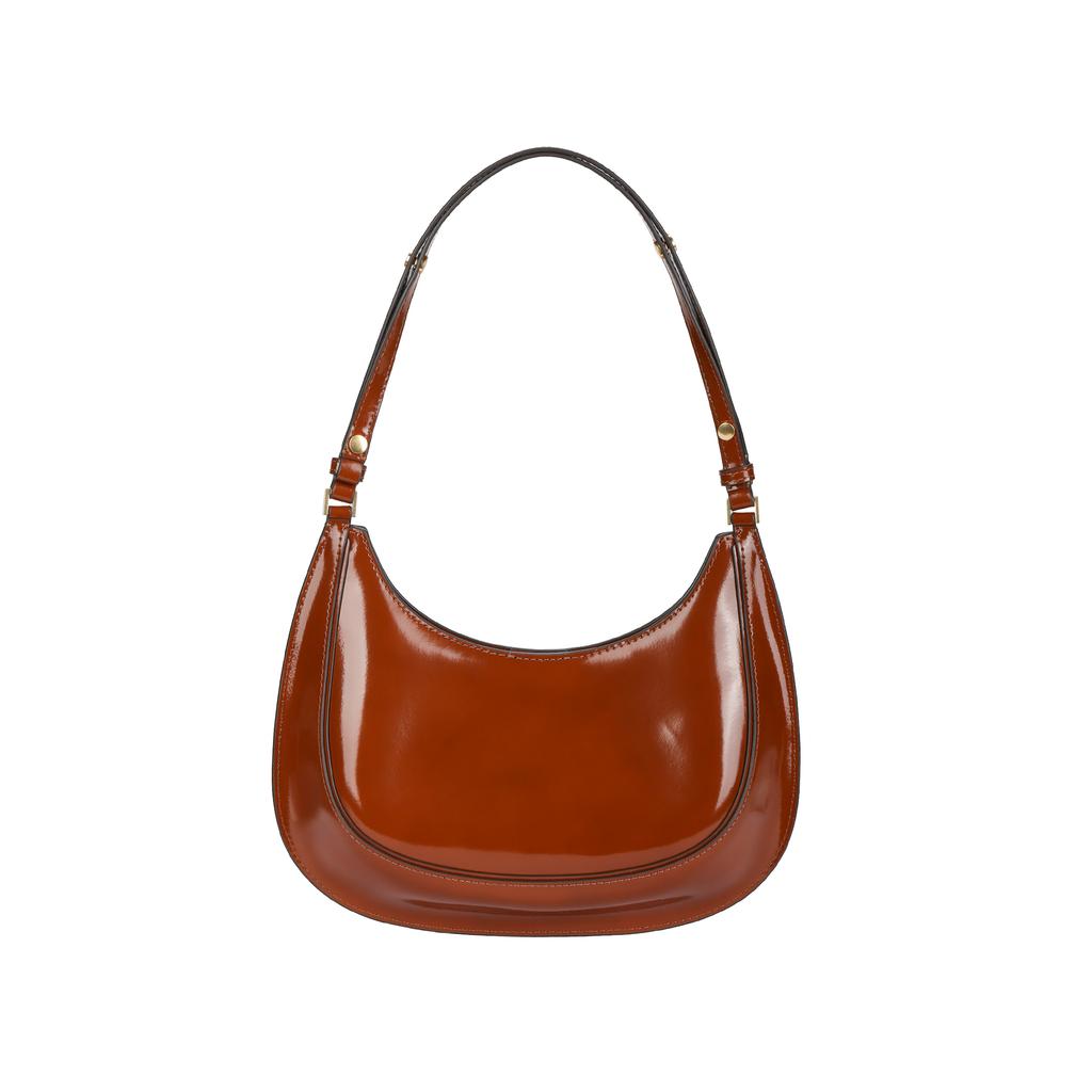 Tory Burch Robinson Magnetic Closure Leather Underarm Bag Crescent Tote Shoulder Bag Women Bags Brown 154729-223