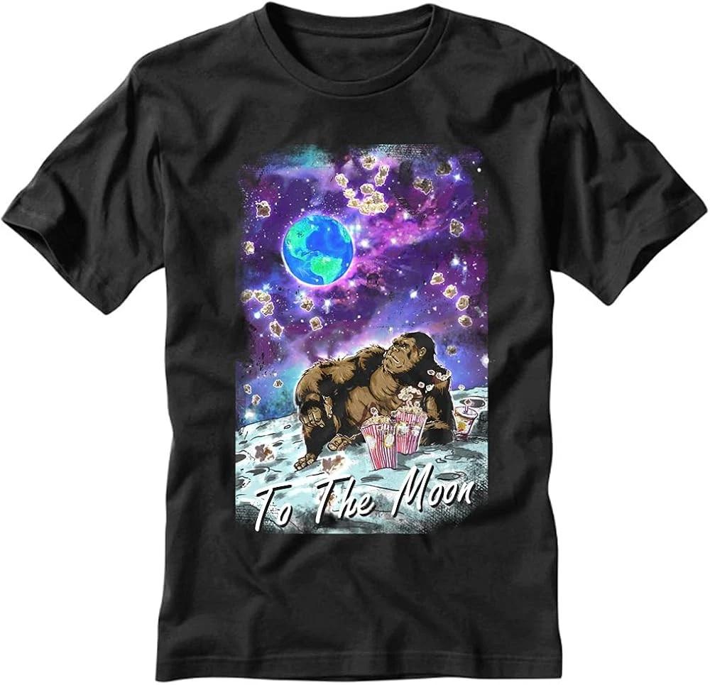 Men s and Women s T-shirts to The Moon - Ape on The Moon - Tee Shirt - Black T Shirt XXXXL