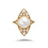 S925 Sterling Silver 14K Gold Plated Ring with Elegant Pearl Luxurious Fashion Jewelry