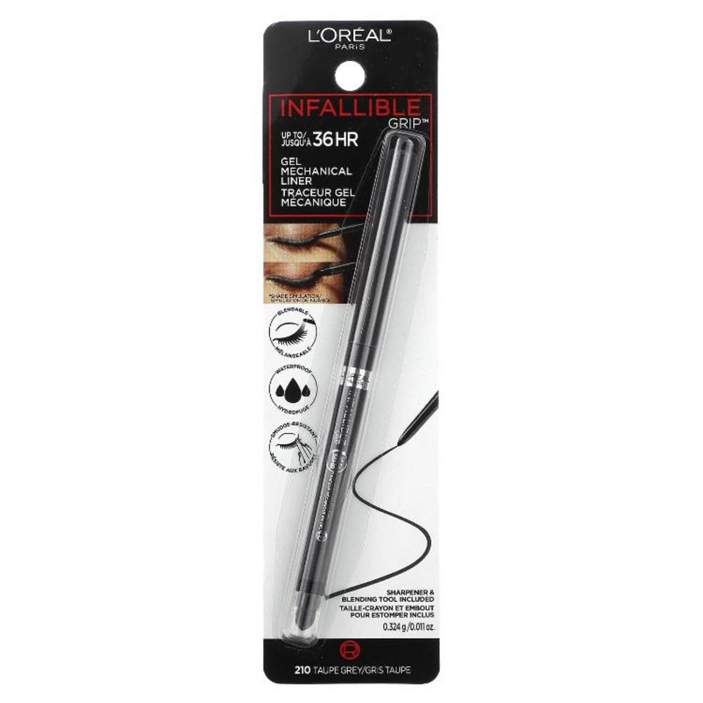 LOréal Sure Grip 36HR Gel Mechanical Liner 210 Taupe Gray 0.324G 0.011OZ)