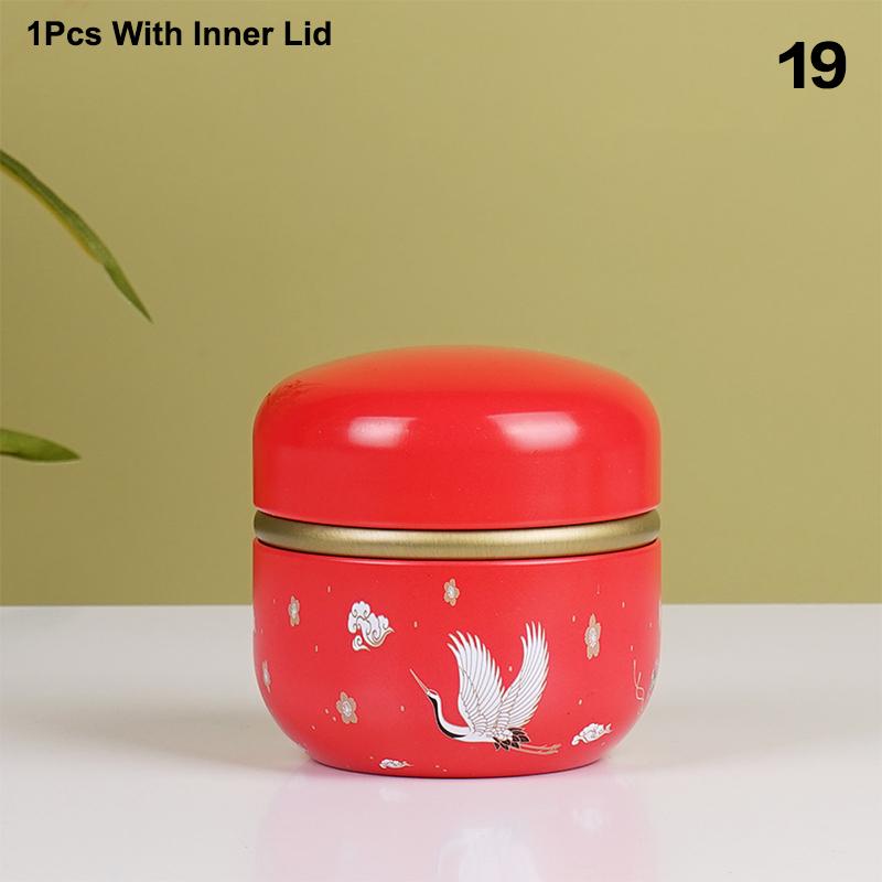 

Tea Caddy Tea Box Containers Candle Cans Coffee Candy Snacks Sealed Iron Jars Floral Pattern Small Portable Storage Boxes 19