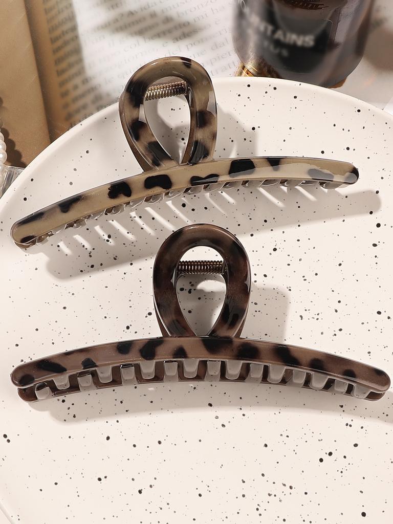 2 Stück Leopard Große Haarspangen für Frauen, 5,1 Zoll Rutschfeste Bananenklemme für Dickes Haar, Stark Haltende Haarstyling-Accessoires