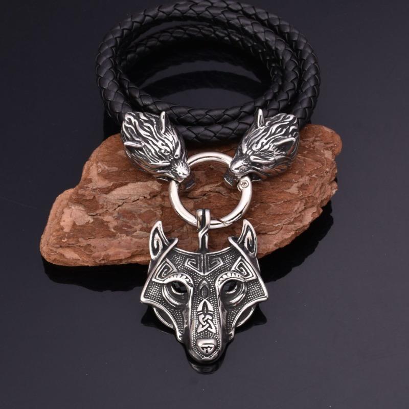 Men s Viking Necklace, Vintage Celtic Wolf Head Necklace, Stainless Steel Hip Hop Necklace, Amulet Jewelry, Gift For Men Or Couples Or Women