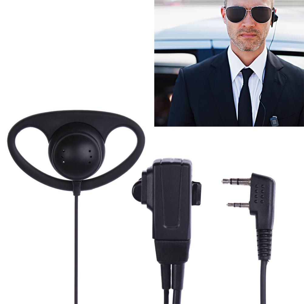 2 Pin Walkie Talkie Headset with MIC PTT D-Shape Earphone Earpiece Headphone Accessories for Baofeng Kenwood Puxing TYT Radio