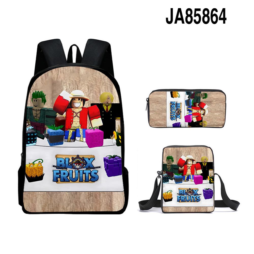 3D-Spiel Blox Fruits Schultasche Rucksack Umhängetasche Federmäppchen Rucksack Dreiteiliges Set