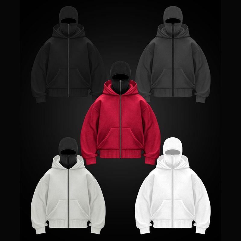 Unisex Kapuzen-Reißverschluss-Sweatshirt Mit Print-Design Oversized Passform Warm Fleecegefüttert Winter