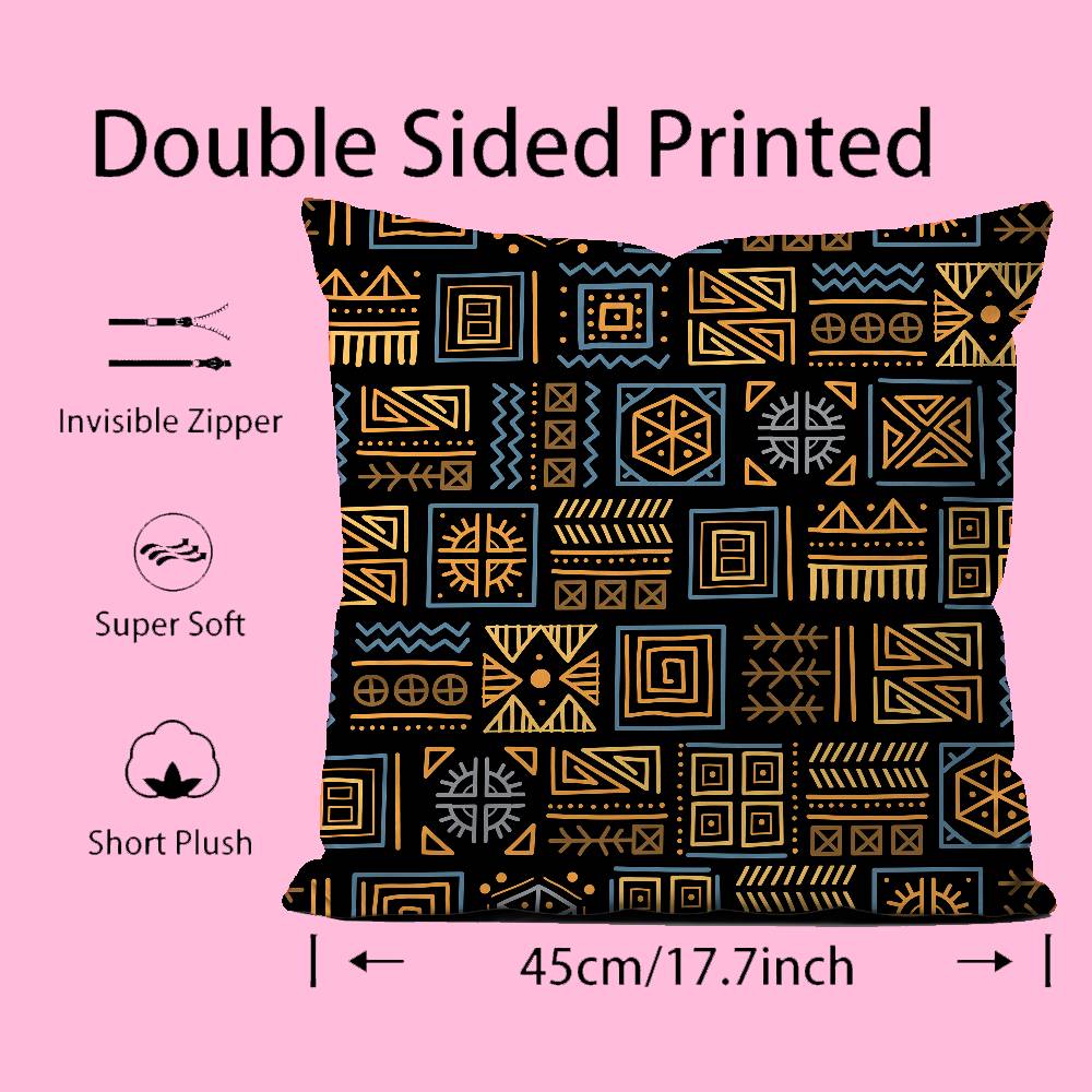 ART African Tribal Pattern Pillow Case Comfort Sofa Bed Silky Elegant Invisible Zipper Custom Decorative Cushion Cover