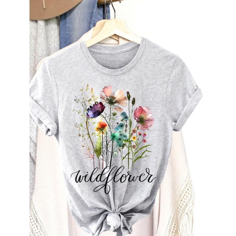 Wild Flower floral print short-sleeved crew neck T-shirt S