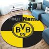 Borussia Individueller Name Runder Teppich, Teppich für Wohnzimmer Schlafzimmer Sofa Spielzimmer Dekor, Rutschfeste Bodenmatte